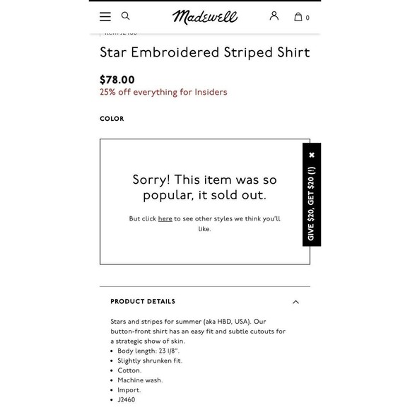 Madewell Women’s Star Embroidered‎ Shirt XXS - Picture 8 of 8